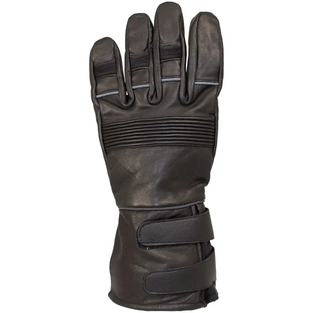 Open Road Men's Leather Motorcycle Gauntlet with Reflective Trim