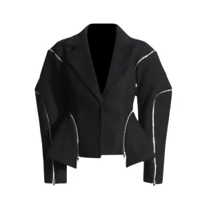 Pre Order:  Zipper Splicing Deconstructed Irregular Suit Jacket