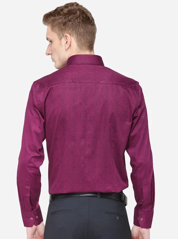 Purple Printed Slim Fit Formal Shirt | Metal