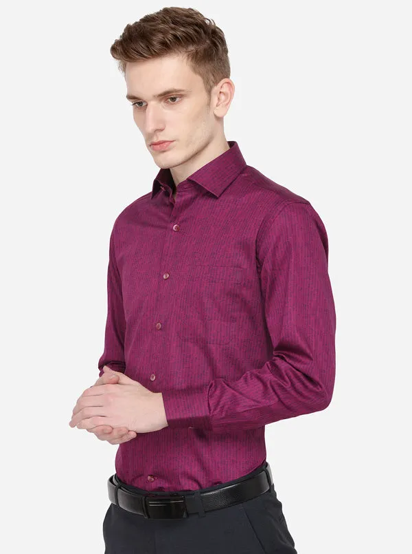 Purple Printed Slim Fit Formal Shirt | Metal