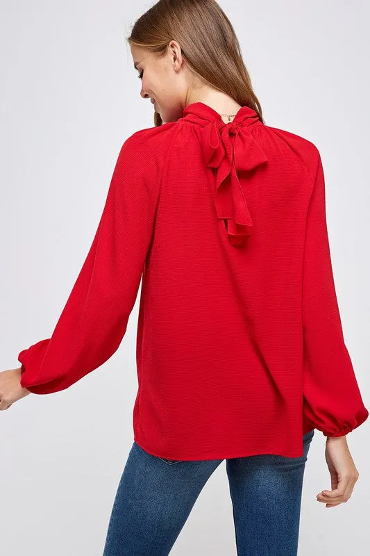 Red High Neck Top