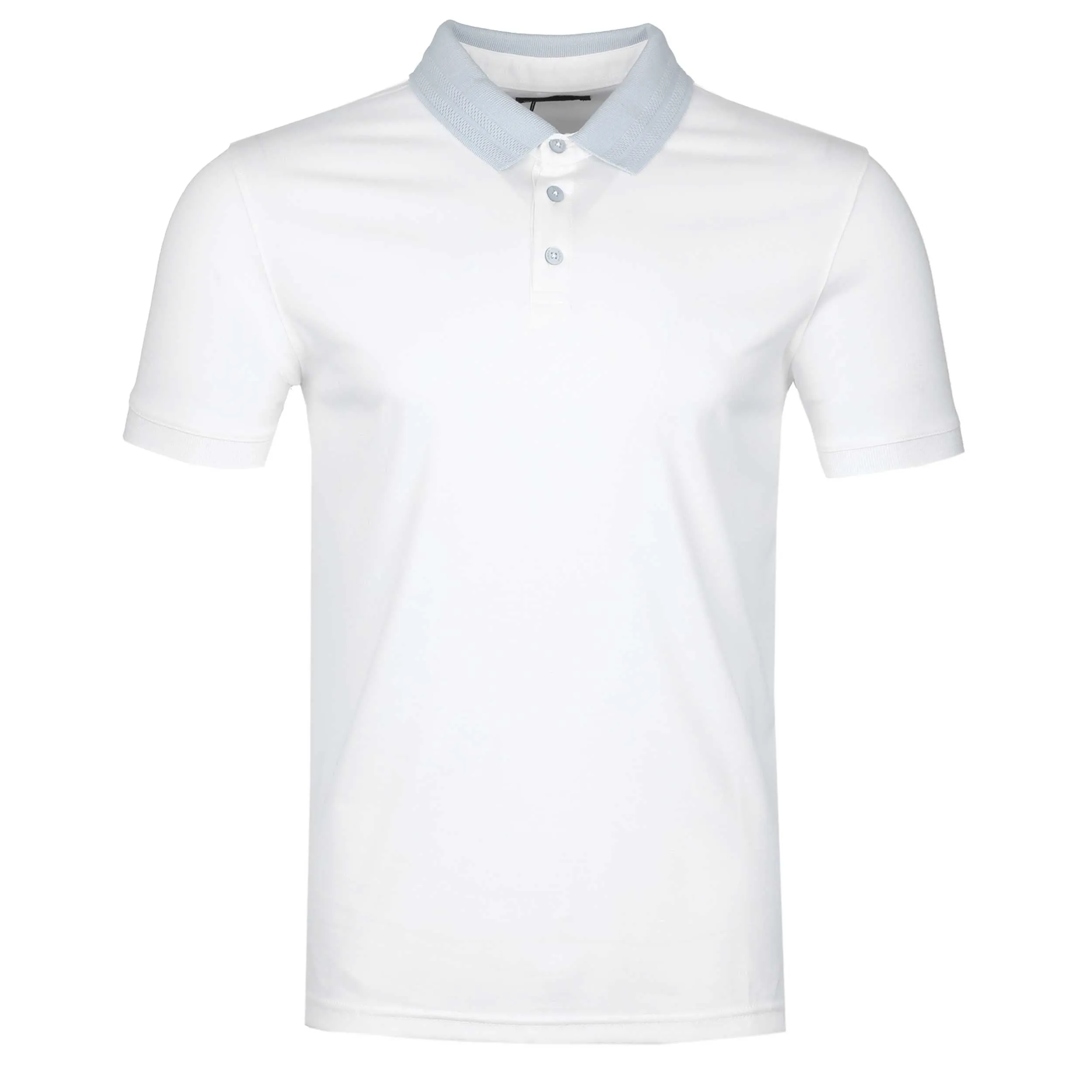 Remus Uomo Contrast Collar Polo Shirt in White