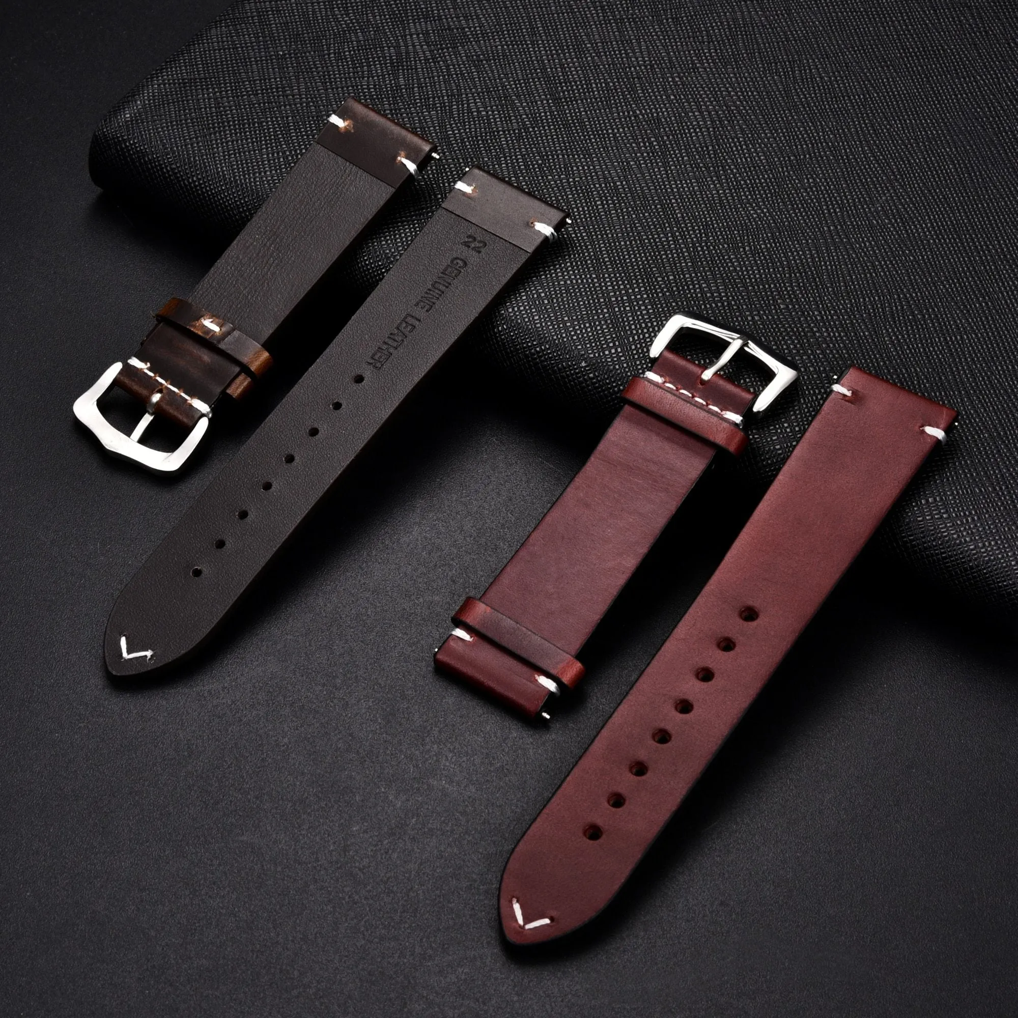 Romaine Oil Wax Cowhide Leather Watch Strap