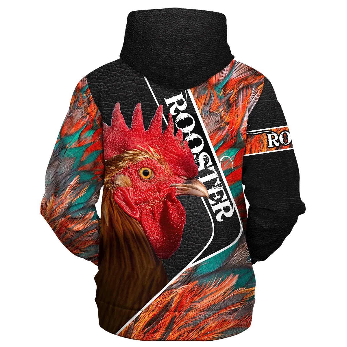 Rooster With Chicken Feathers Pattern Hoodie