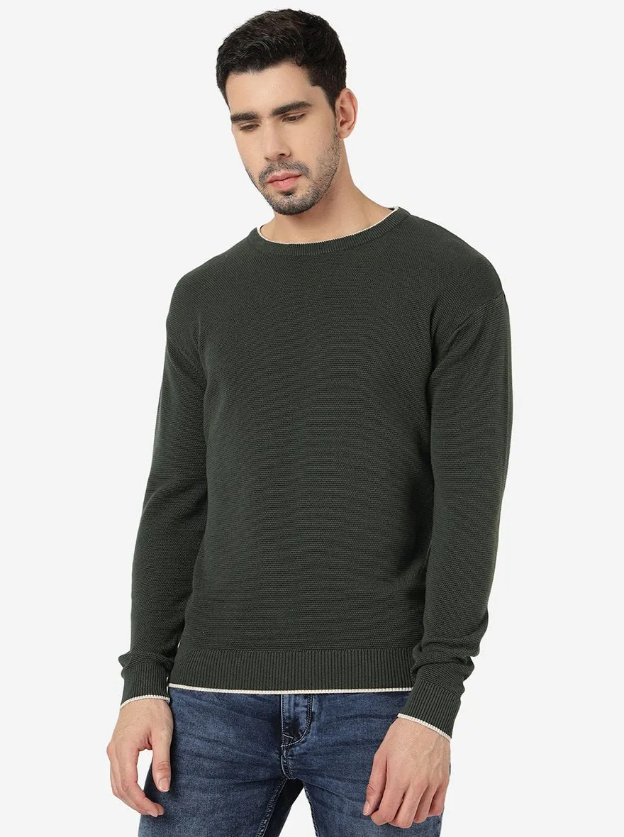 Sage Green Solid Slim Fit T-Shirt | JadeBlue