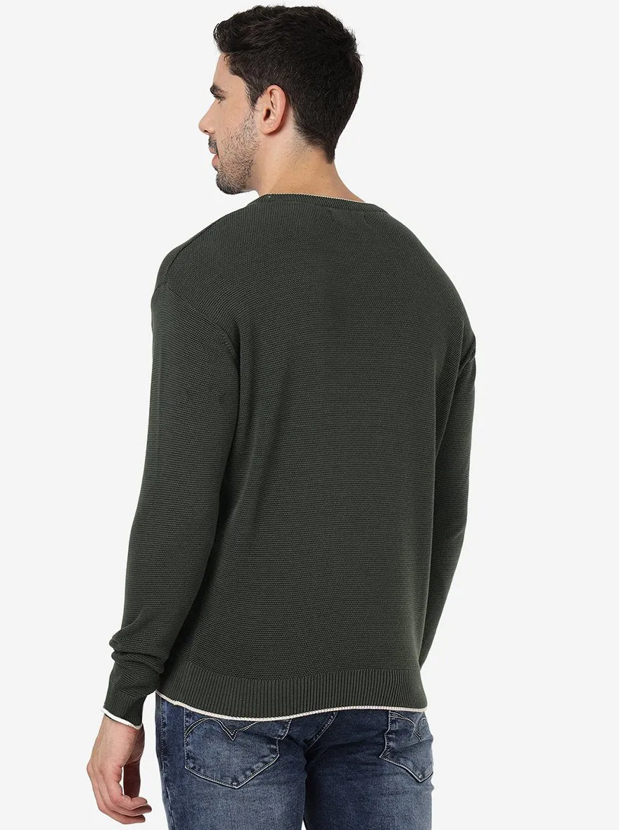 Sage Green Solid Slim Fit T-Shirt | JadeBlue