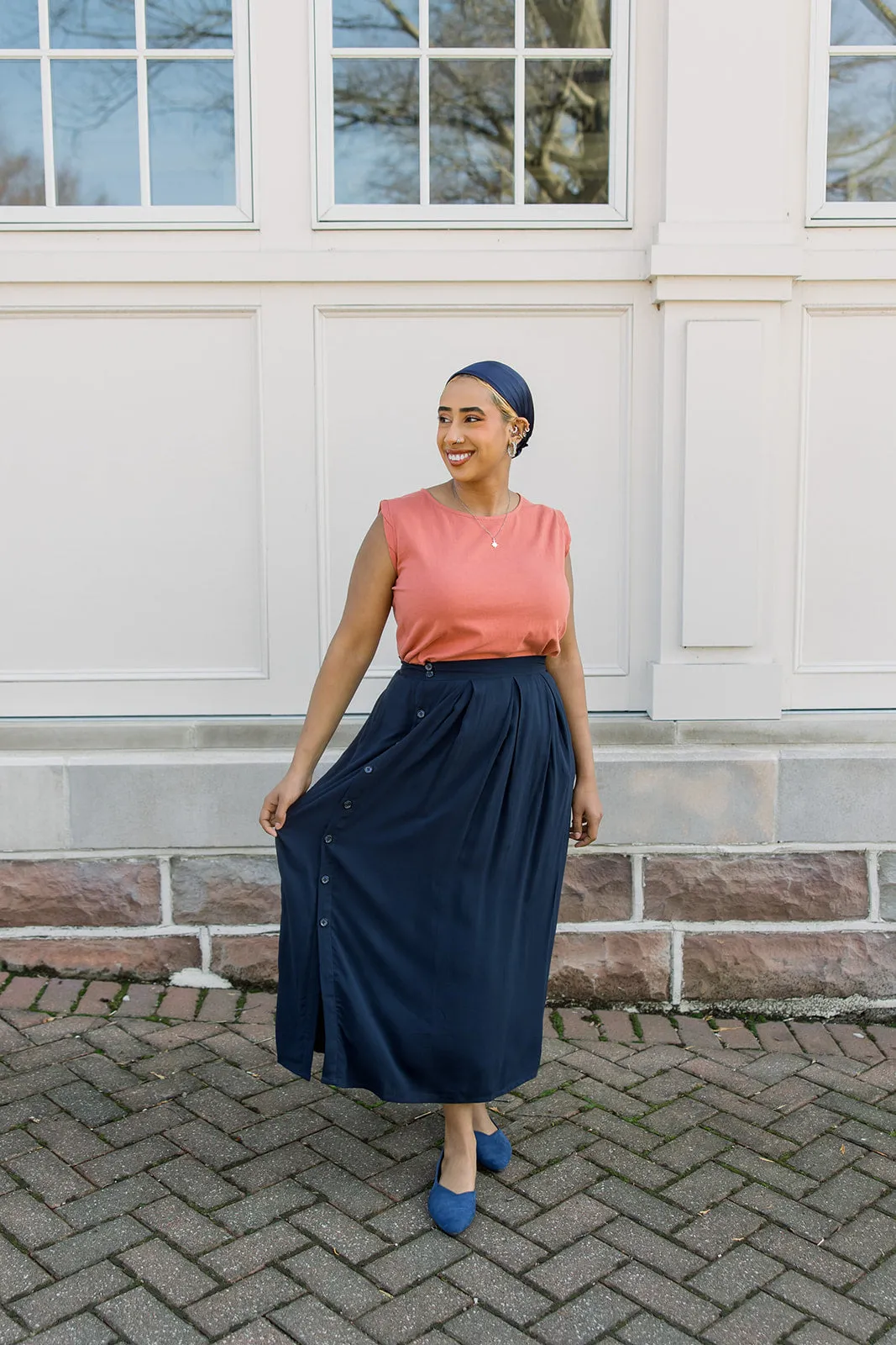 Side Button Midi Skirt - last chance