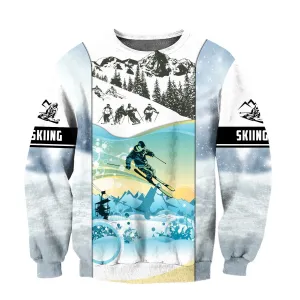 Skiing Winter 3D Full Printed Sweatshirt Hoodie, Christmas Gift for Skiing