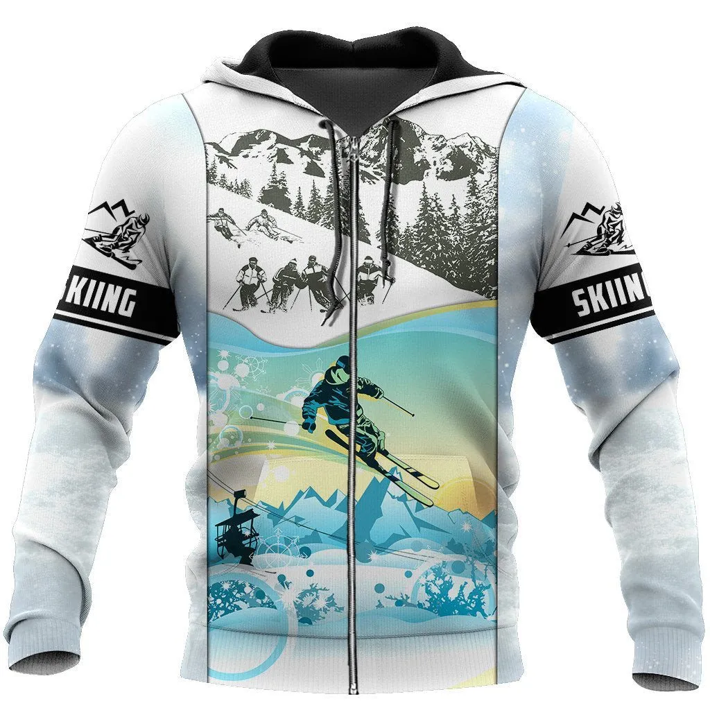 Skiing Winter 3D Full Printed Sweatshirt Hoodie, Christmas Gift for Skiing