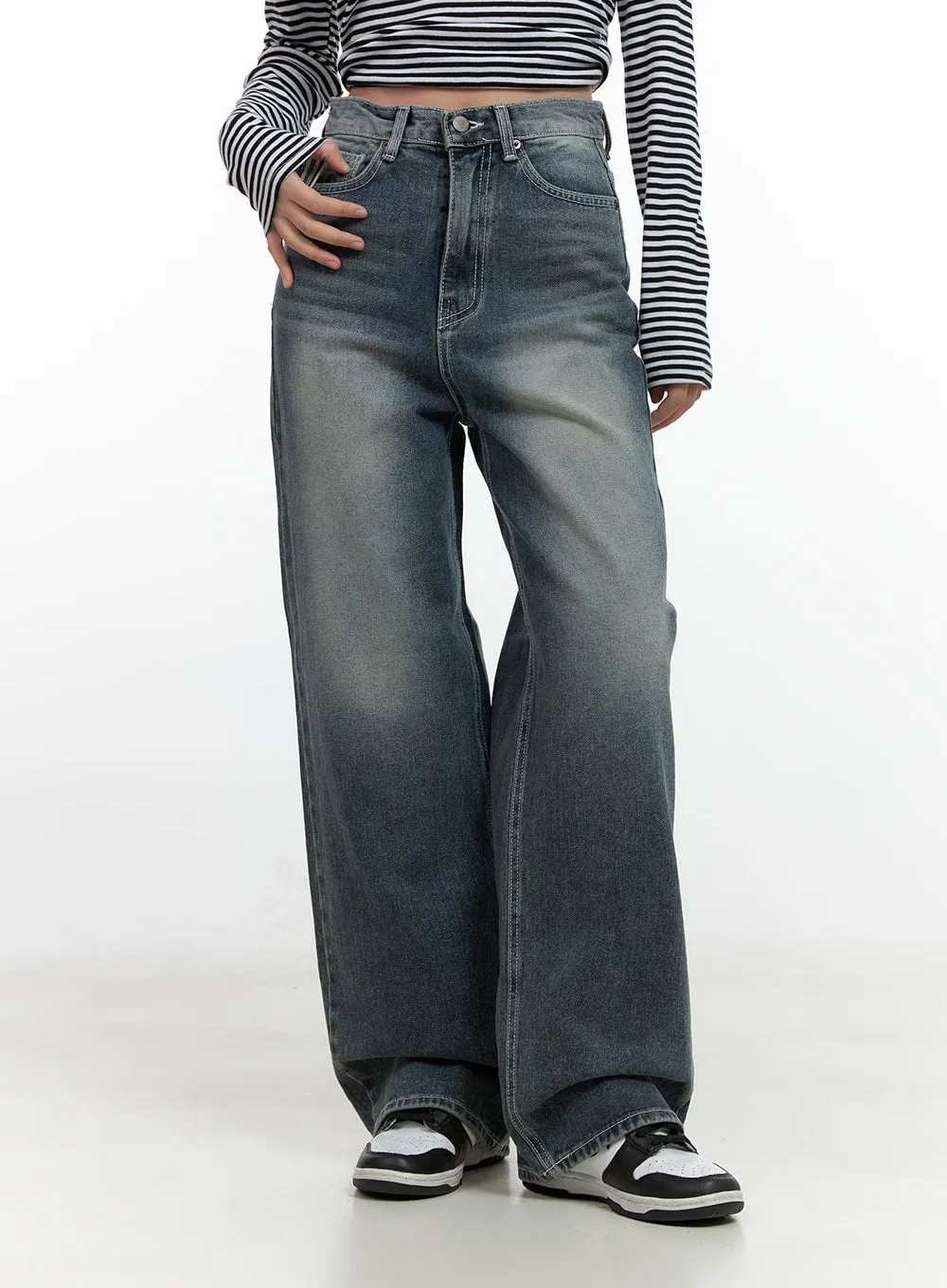 Skylar Washed Comfort Wide Leg Jeans CN412