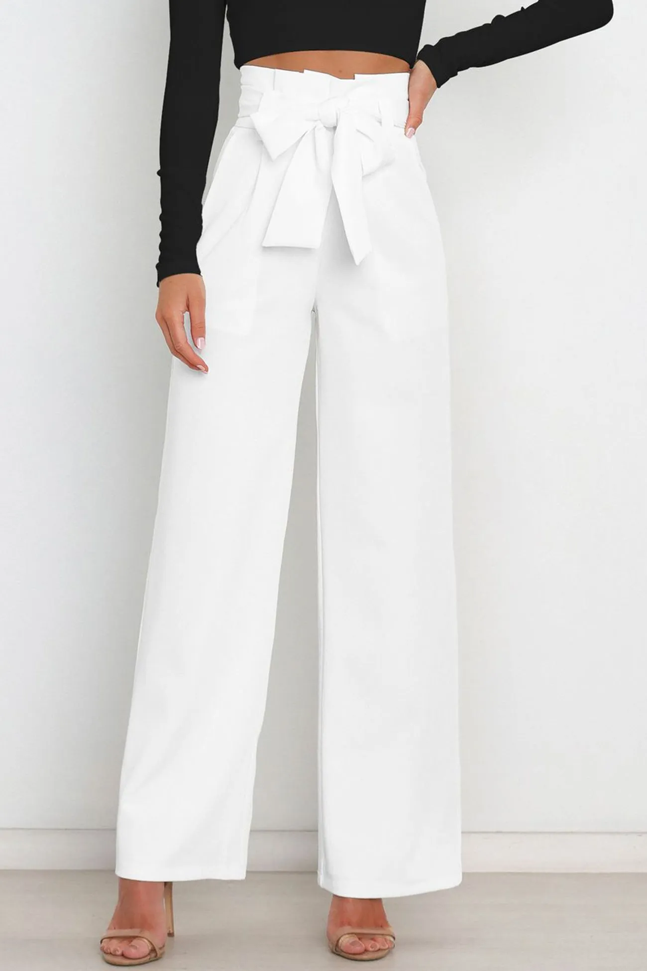 Solid Color Wide Leg Suit Pants