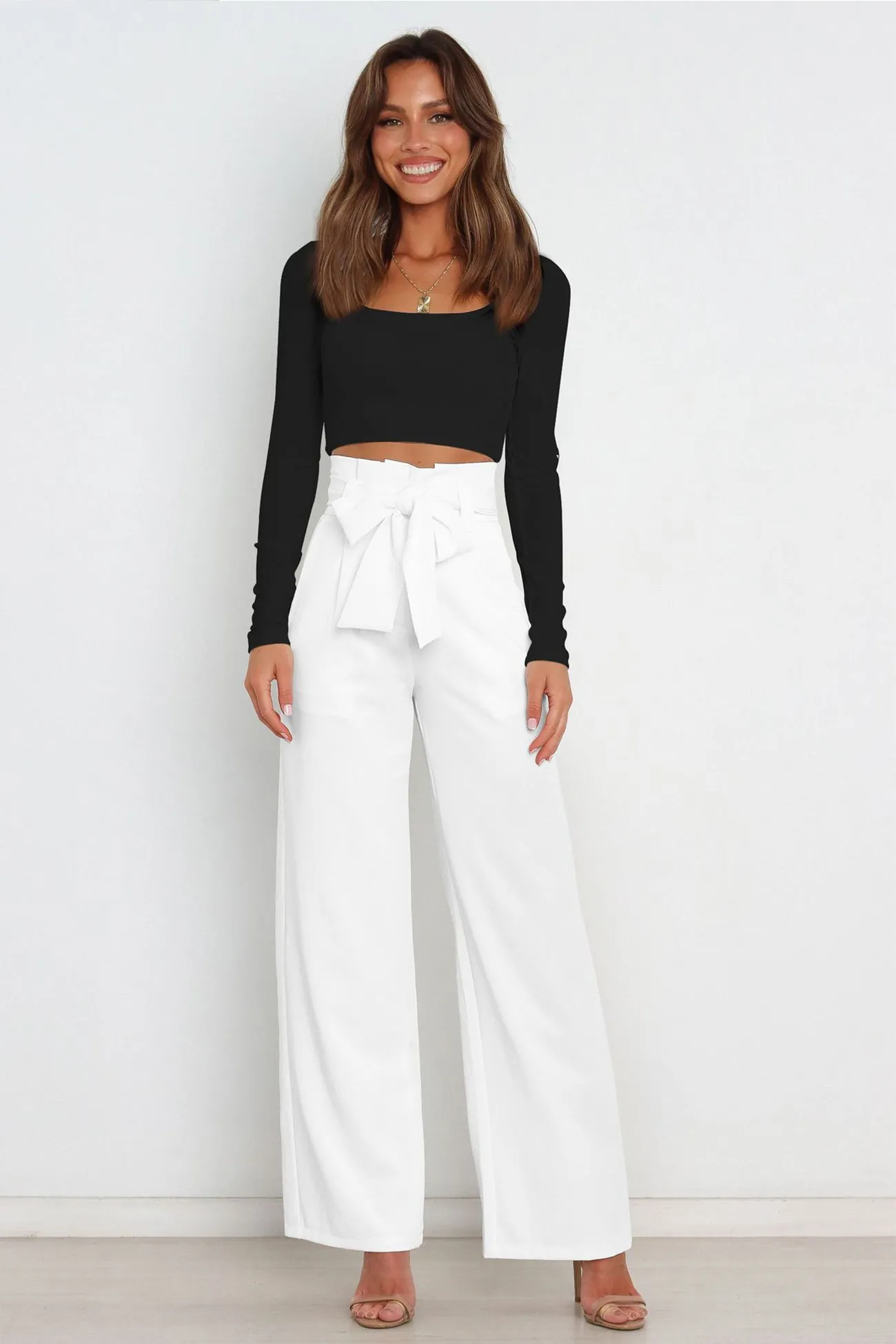 Solid Color Wide Leg Suit Pants