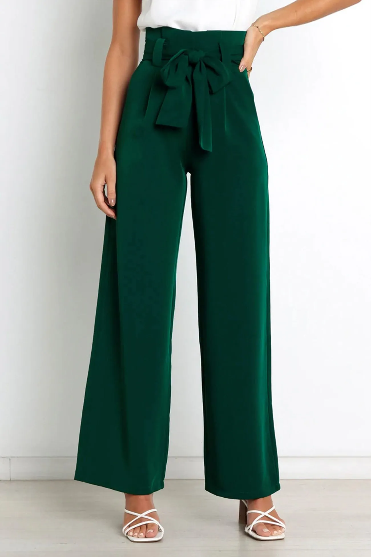 Solid Color Wide Leg Suit Pants