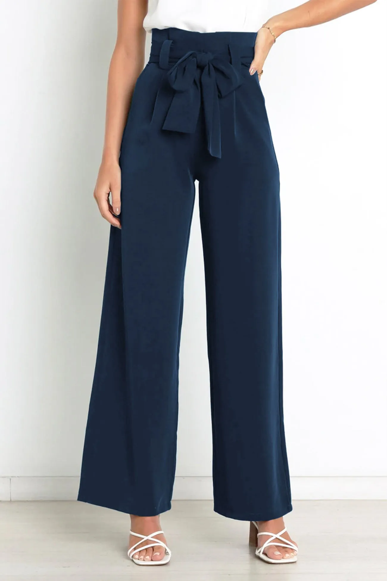 Solid Color Wide Leg Suit Pants