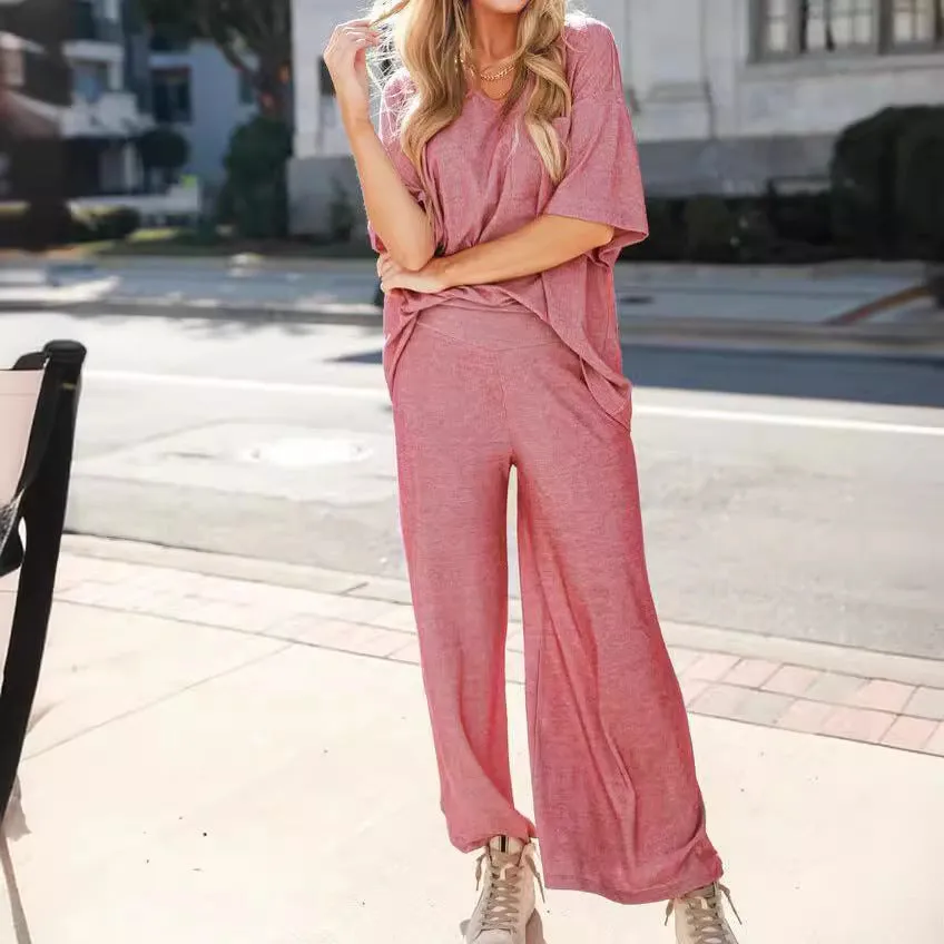 Solid Color Women's Suit Loose Casual Two-piece Suit