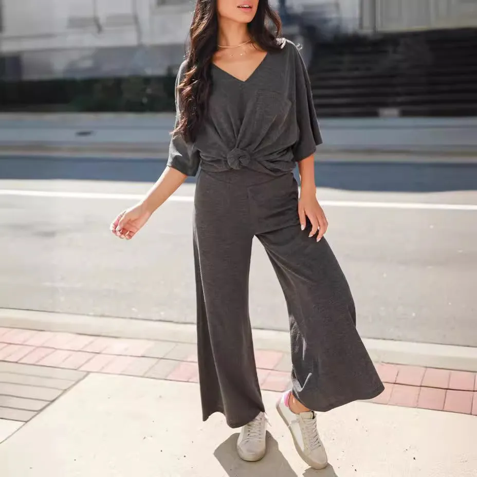 Solid Color Women's Suit Loose Casual Two-piece Suit