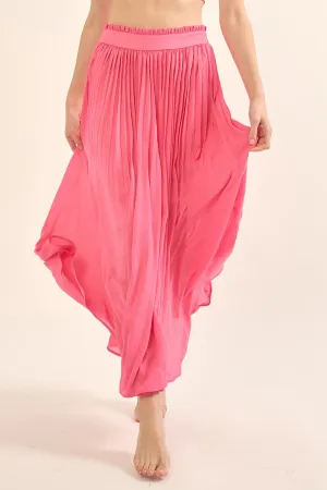 Solid Pleated Chiffon Maxi Skirt