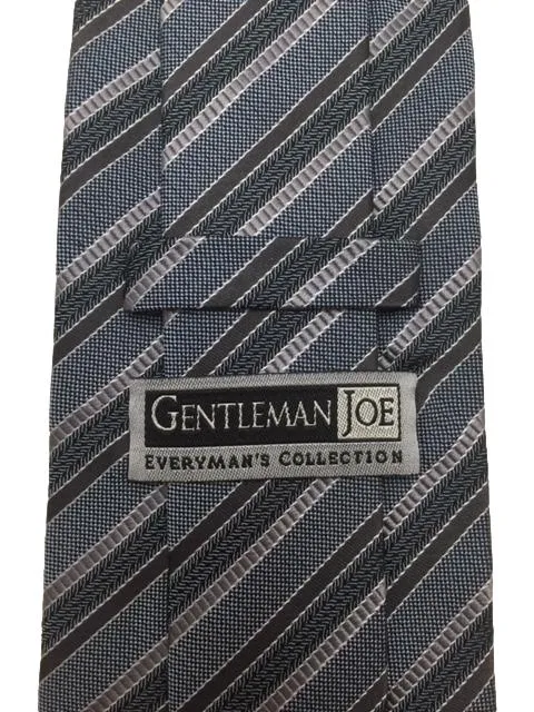 Steel Blue, Gray, Charcoal and Silver Striped Tie