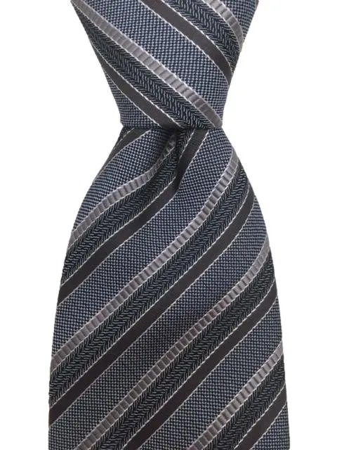 Steel Blue, Gray, Charcoal and Silver Striped Tie