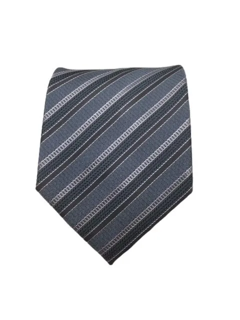 Steel Blue, Gray, Charcoal and Silver Striped Tie