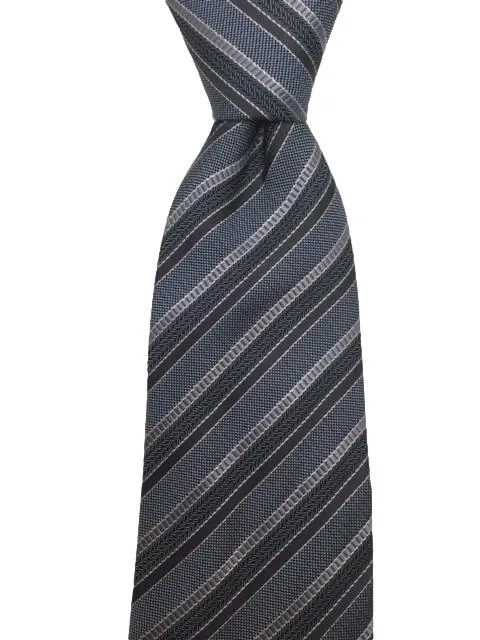 Steel Blue, Gray, Charcoal and Silver Striped Tie