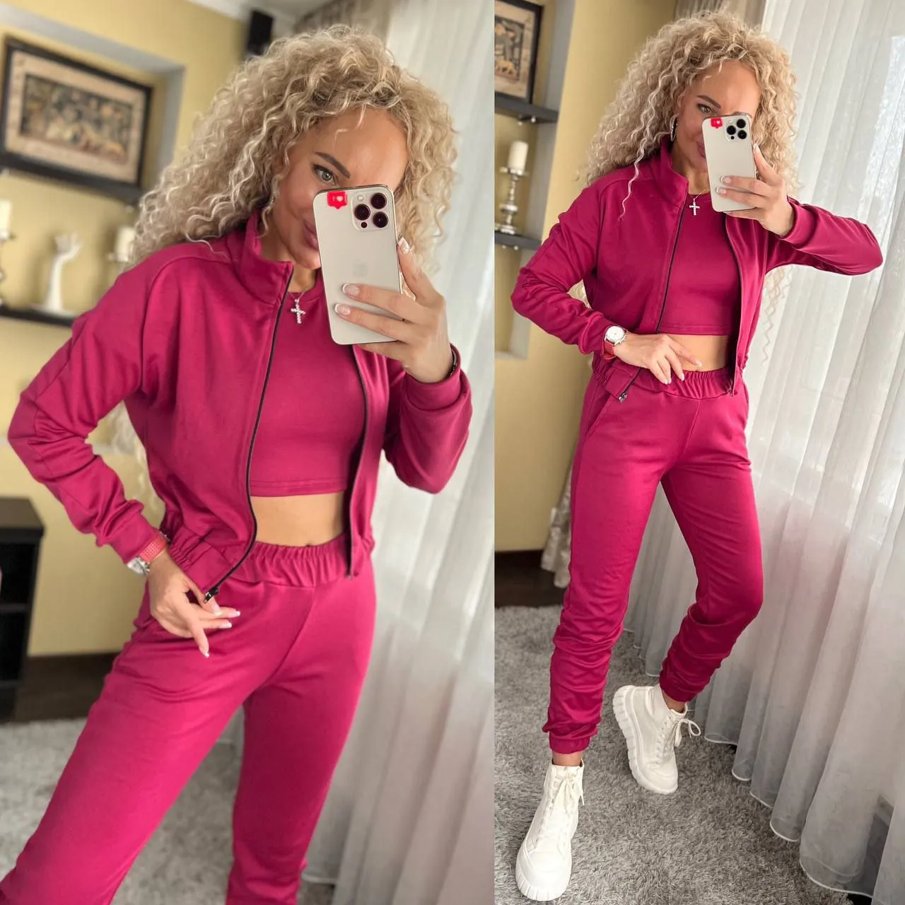 Suit Jacket Pants Top Pink Color