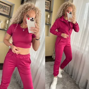 Suit Jacket Pants Top Pink Color