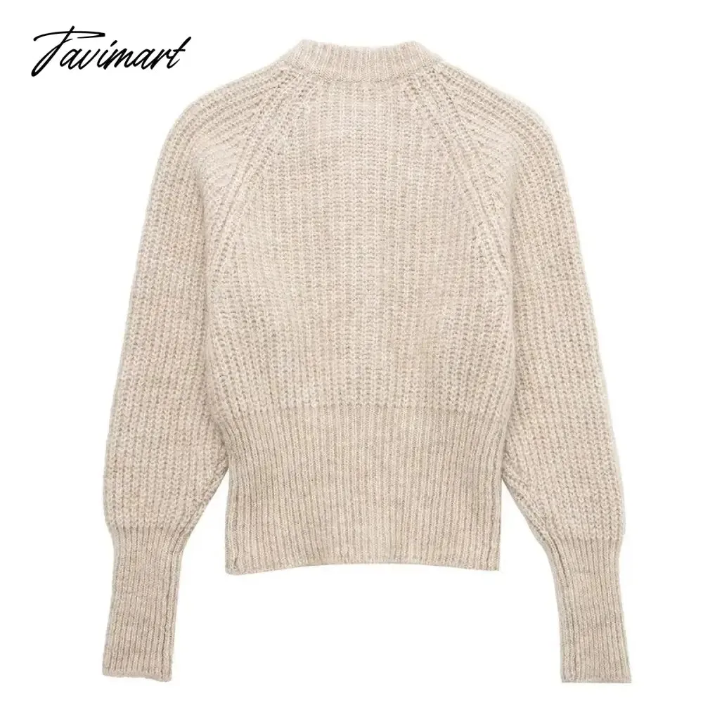 Tavimart Elegant Cardigan Women Fashion Knitted Cardigan Sweater Vintage Long Sleeve Top Buttons Slim Female Outerwear Chic Tops