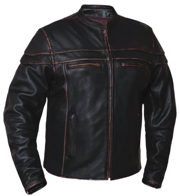 The "Jax" Weathered Brown Leather Motorcycle Jacket