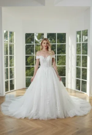 Tulle Lace Wedding Bridal Ball Gown with Train