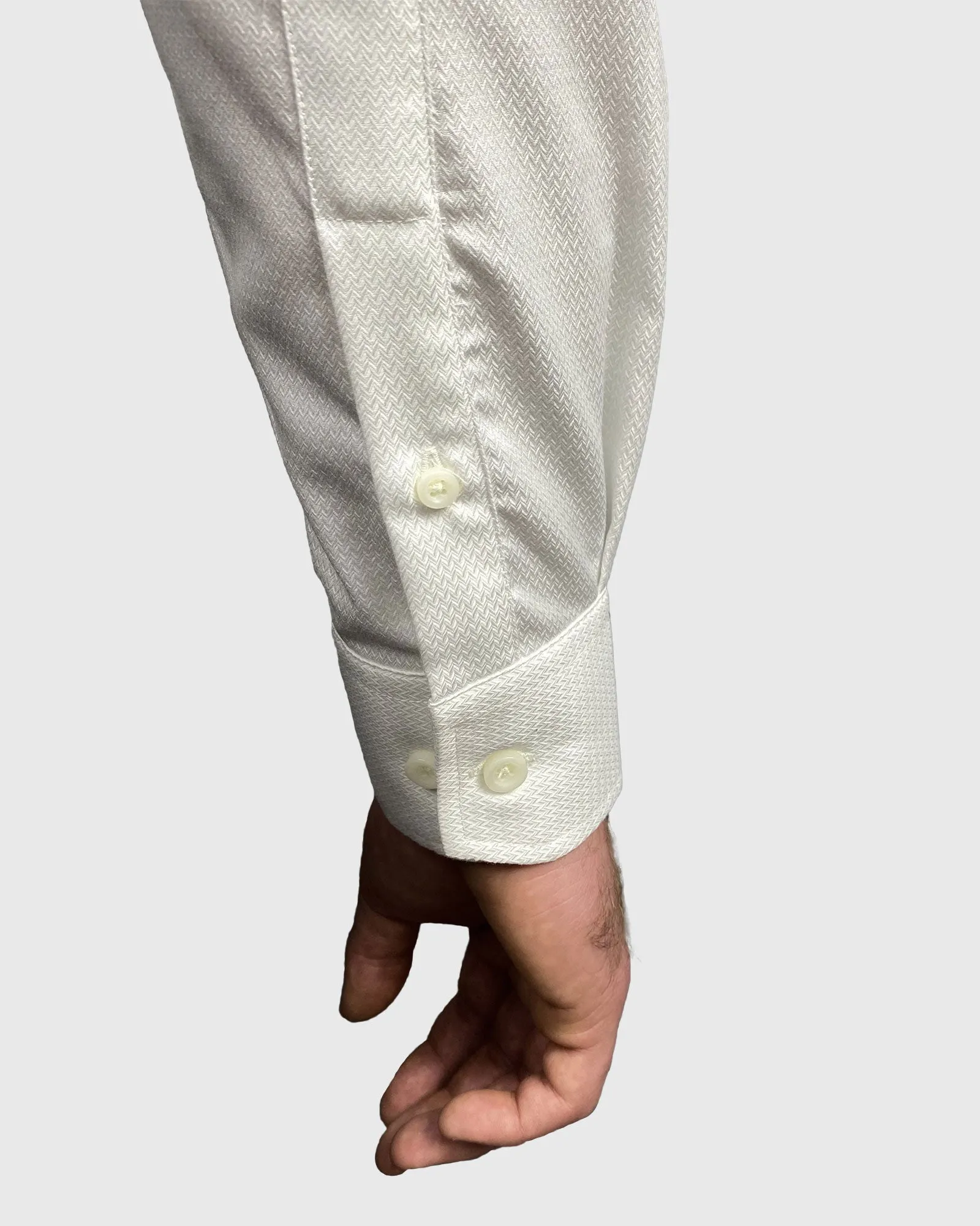 VINCENT & FRANKS S19CH0137 WHITE HERRINGBONE TWILL SLIM SC SHIRT