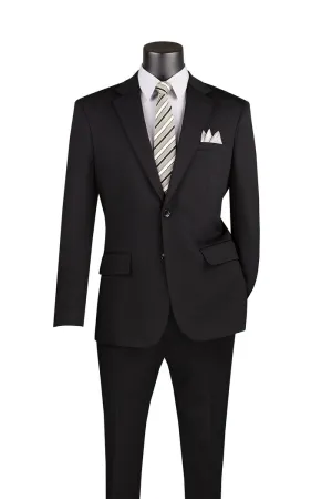 Vinci Slim Fit 2 Piece Suit Stretch Fabric Suit with Adjustable Waistband Black SDX-3