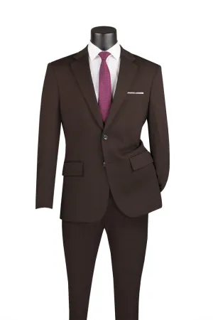 Vinci Slim Fit 2 Piece Suit Stretch Fabric Suit with Adjustable Waistband Brown SDX-3