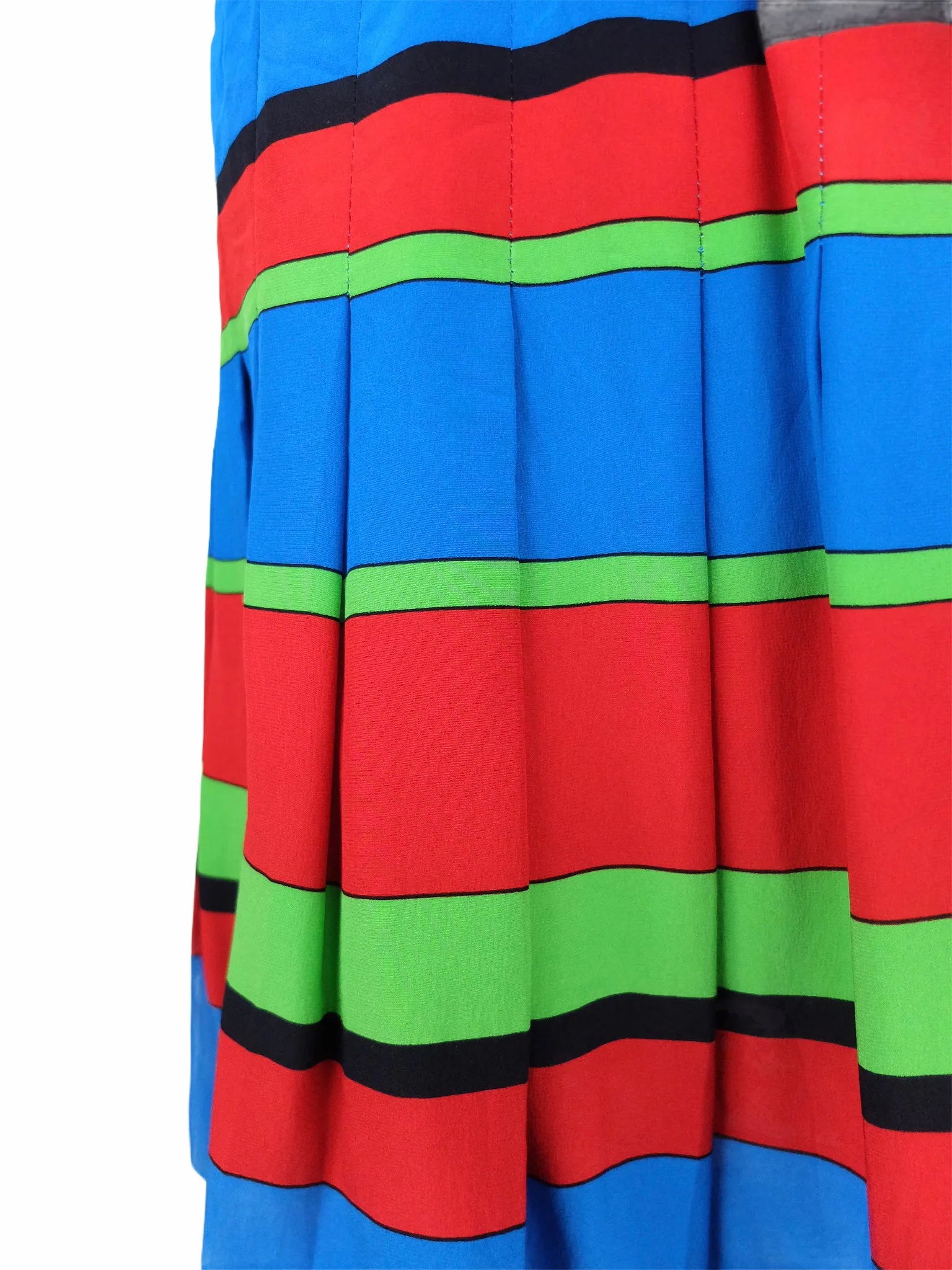 Vintage 70s Silk Mod Glam Rock High Waisted Bright Striped Pleated Mini Skirt