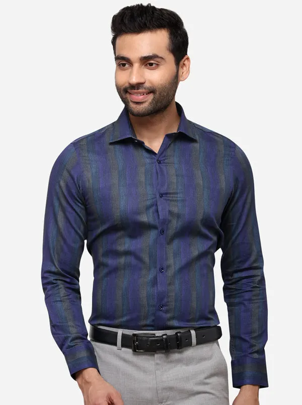 Violet Striped Slim Fit Party Wear Shirt | Wyre