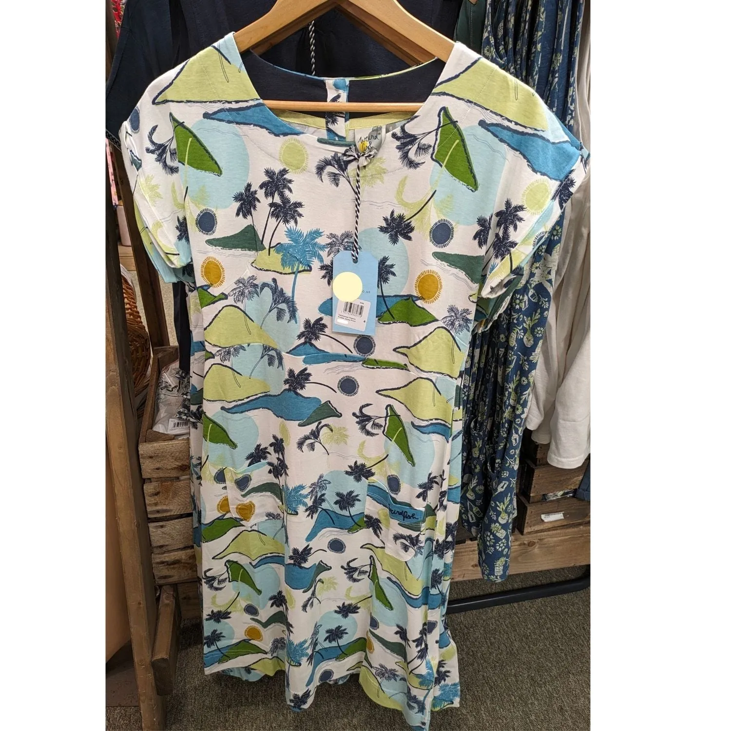 Weird Fish 12 Kiwi Tallahassee Printed Jersey Dress