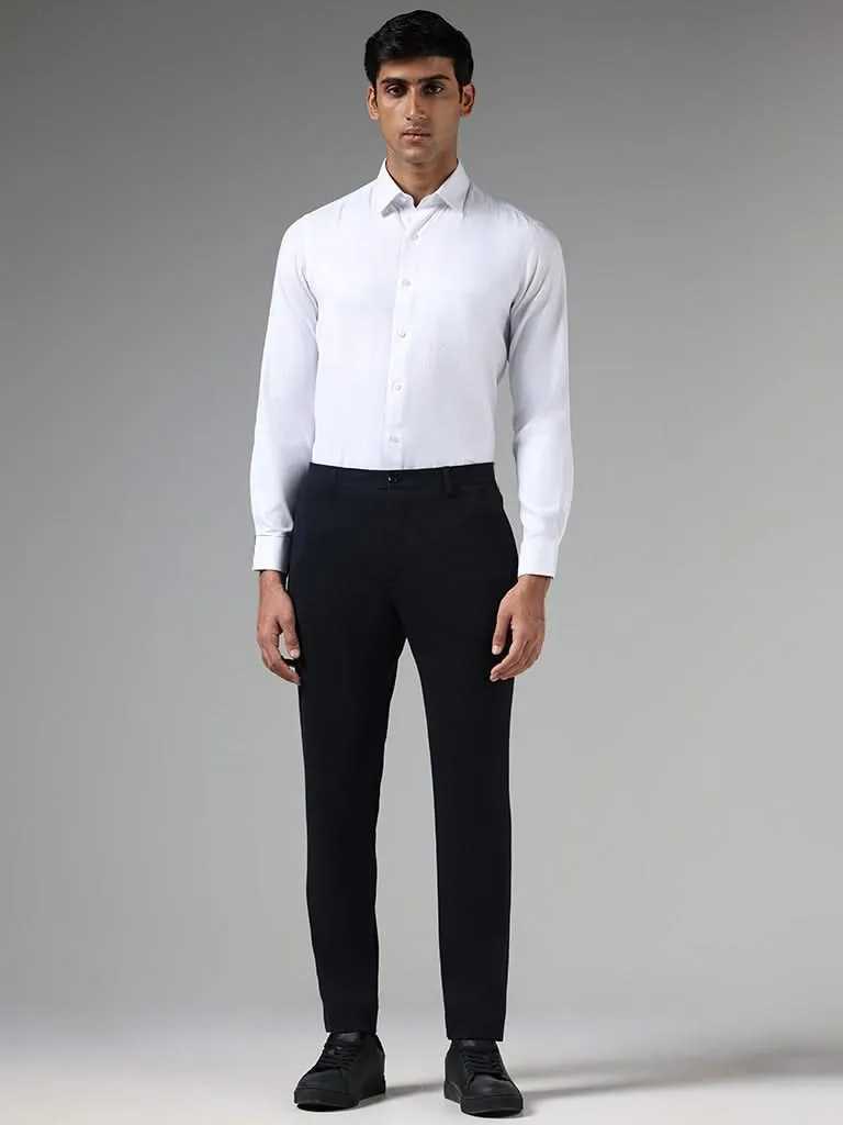 WES Formals Solid White Slim-Fit Shirt