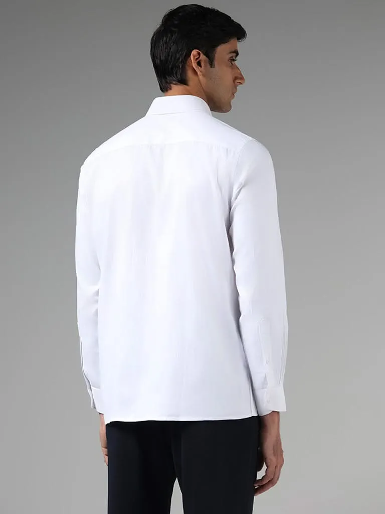 WES Formals Solid White Slim-Fit Shirt