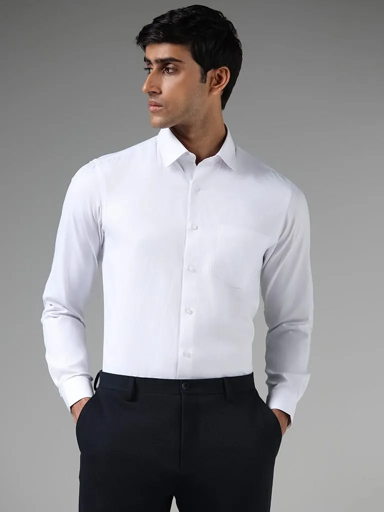 WES Formals Solid White Slim-Fit Shirt