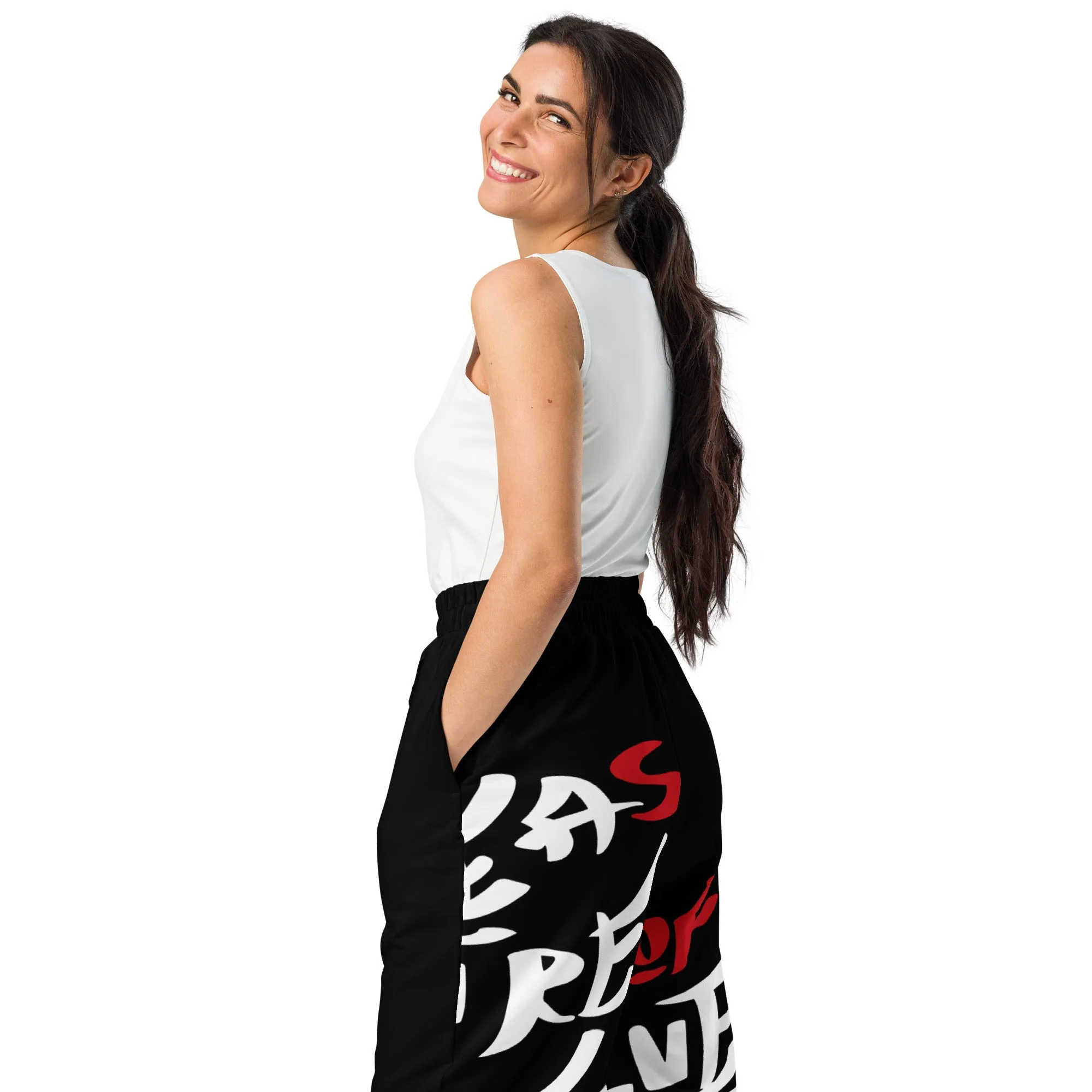 Wide-Leg Joggers - Treasure of Every Encounter Digital Print by Los Gusanos | High Waist, Tailored Wide Leg Pants