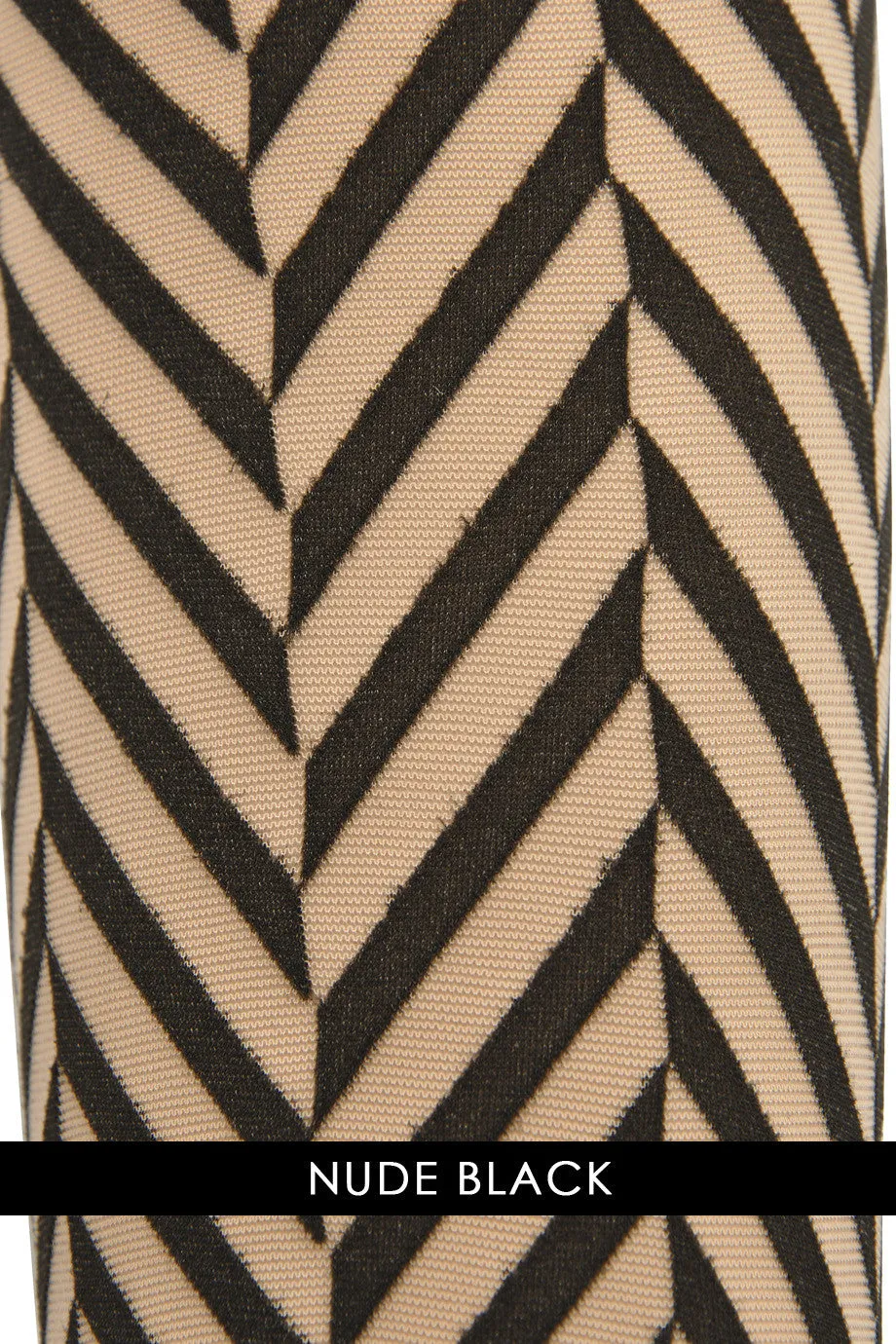 WOLFORD CENTRAL PARK Striped Nude Black Tights 9753