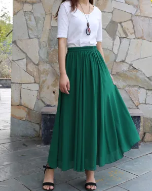 Women's summer skirt, chiffon skirt, maxi skirt, elastic waist skirt, long skirt, A-line skirt, customized skirt(Q2021)